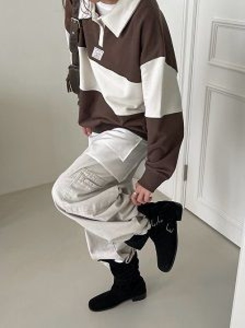 Color Block Collar Sweatshirt