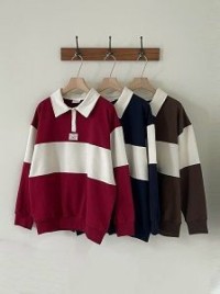 Color Block Collar Sweatshirt