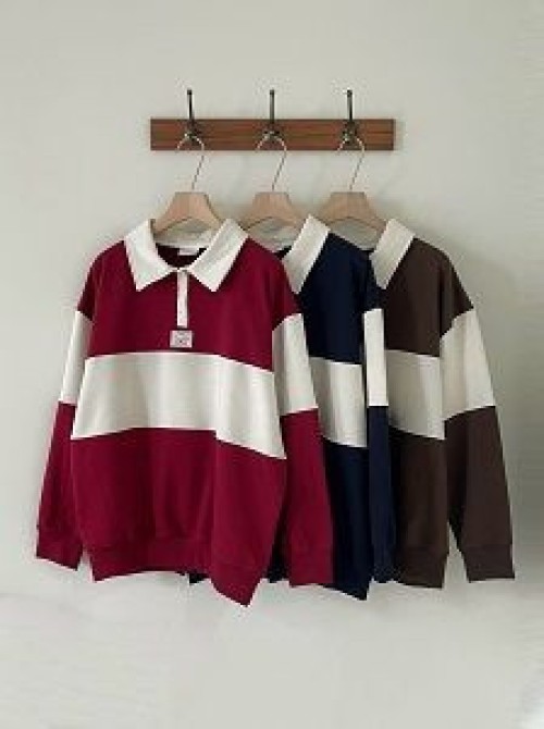 Color Block Collar Sweatshirt